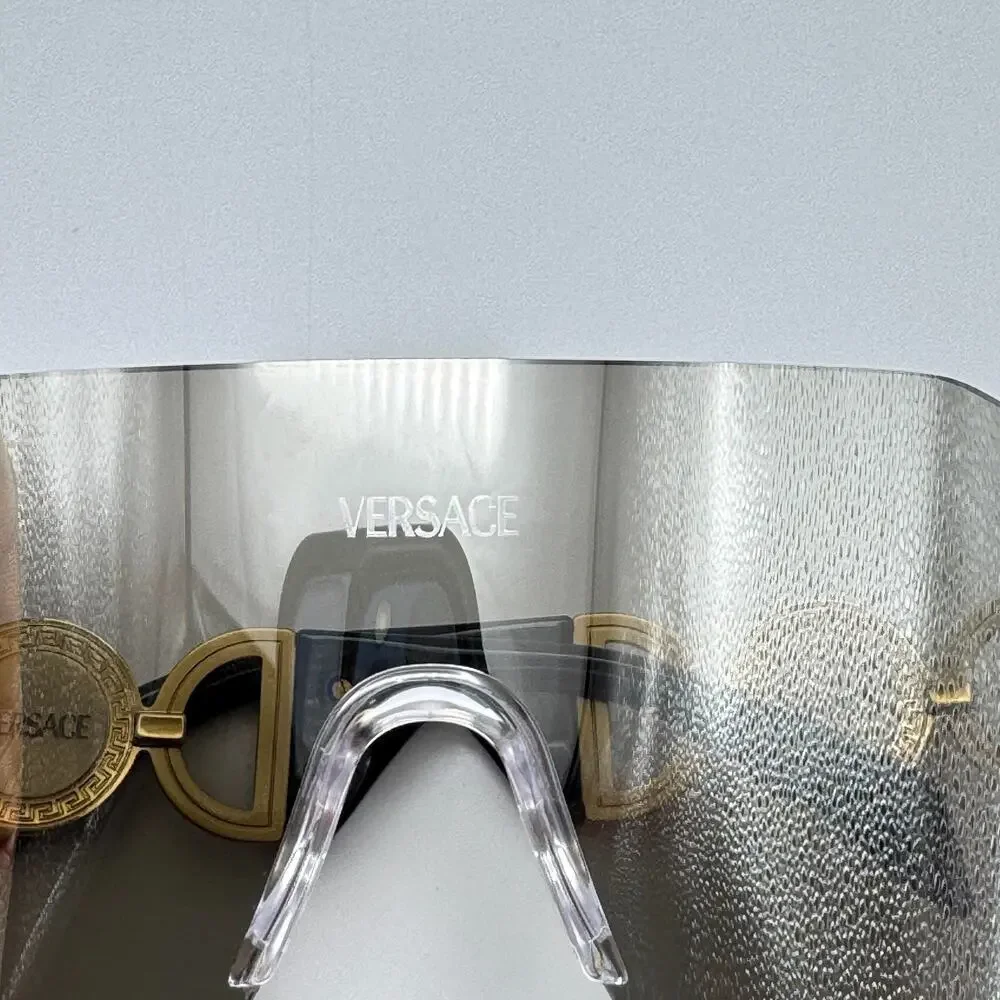 Versace Sunglasses 0VE2258 10026G Grey Silver Wrap Shield Lens Oversized New